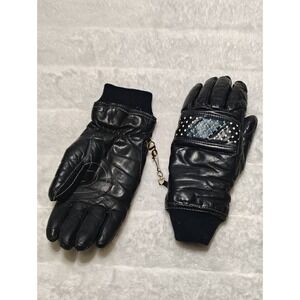 Vintage Womens Grandoe Leather Ski Snowboard Gloves Size M Insulated